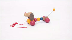 Wooden Puppy Pull Toy Bead Adorned Educational Toy for Preschoolers