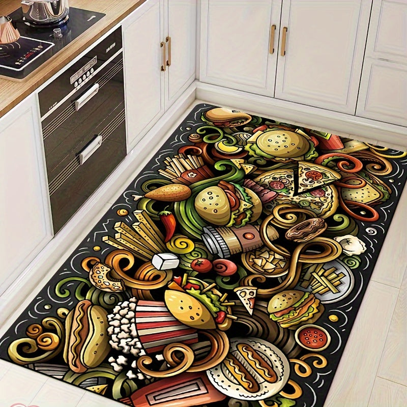 Cartoon Pattern Rug Hand-Painted Stylish Carpet Machine Washable Floor Mat