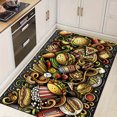 Cartoon Pattern Rug Hand-Painted Stylish Carpet Machine Washable Floor Mat