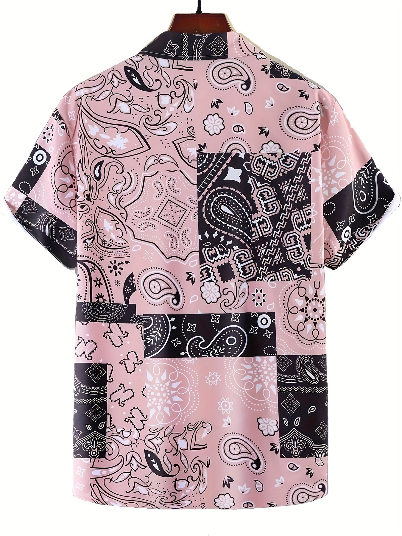 Men's Paisley Shirt Casual Lapel Button Up for Summer