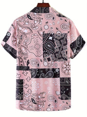Men's Paisley Shirt Casual Lapel Button Up for Summer