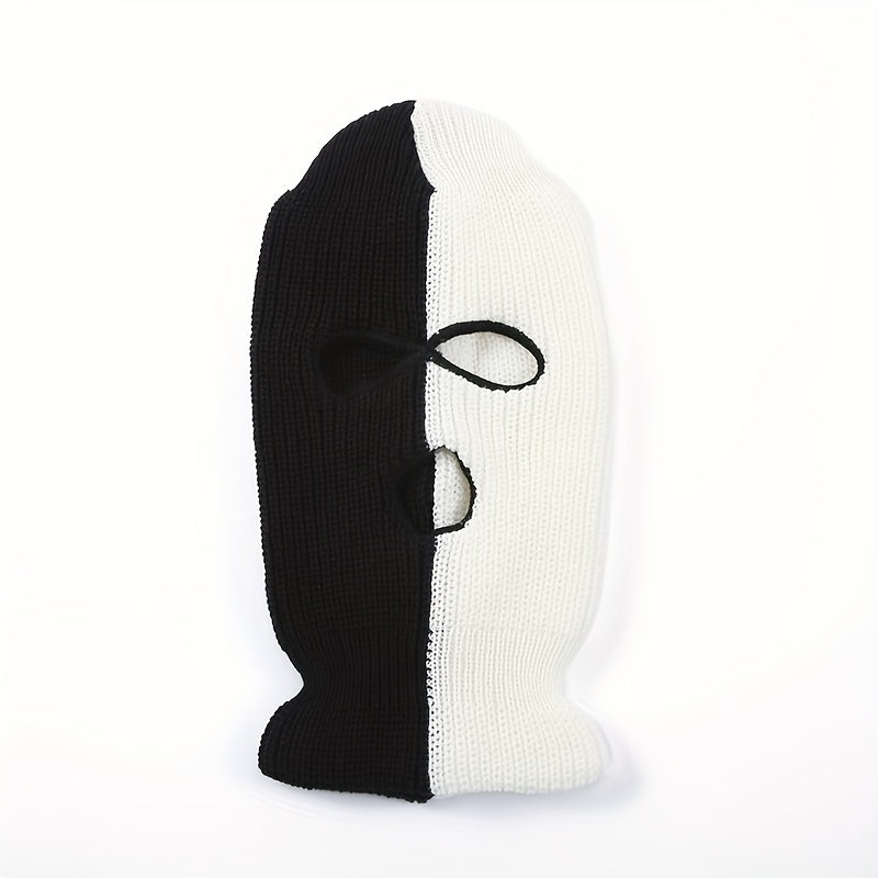 Mens Three Hole Cap Warm Two Knit Cap Cycling Cap
