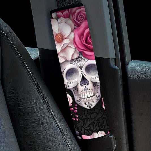 Flower Skull Print Car Shoulder Cover