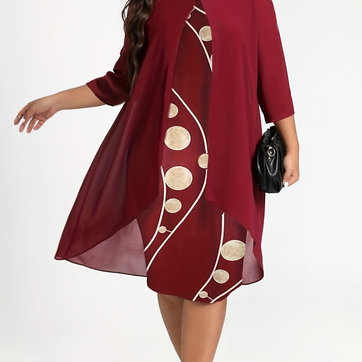  Mesh Layered Half Sleeve Dress