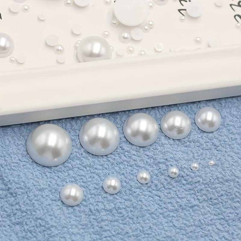 Mixed Size Pearls Acrylic Beads for Jewelry Making, Flat Back Scrapbook Beads