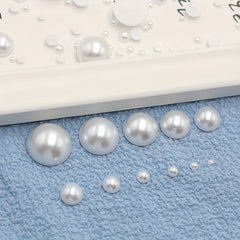 Mixed Size Pearls Acrylic Beads for Jewelry Making, Flat Back Scrapbook Beads