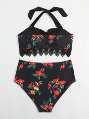  Boho Beachwear Bikini Set Halter Neck High Waist