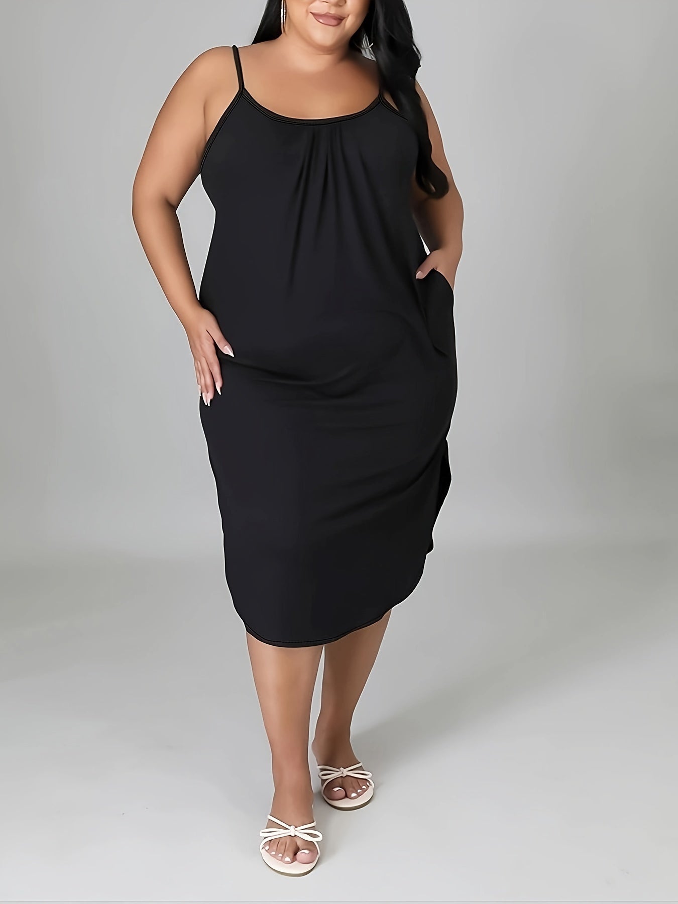 Casual Sexy Plus Solid Bodycon Dress High Stretch Summer Dress