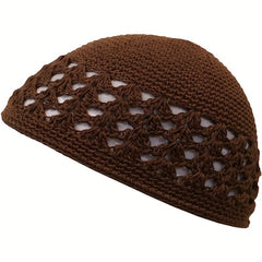 Solid Unisex Crochet Beanie Hollow Out Casual Skull Cap Breathable Knit Hat