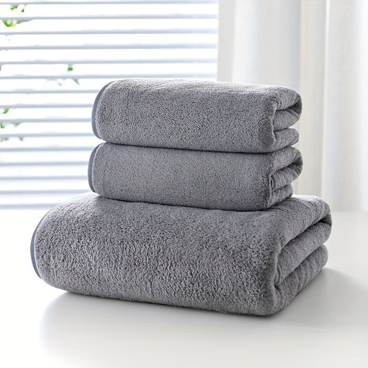 3pcs High Density Coral Fleece Towel Set Soft & Absorbent