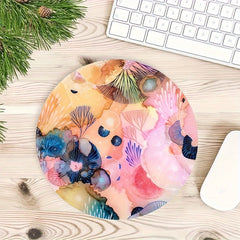 Cartoon Flowers Round Mouse Pad - Stylish Mousepad - Holiday Gift