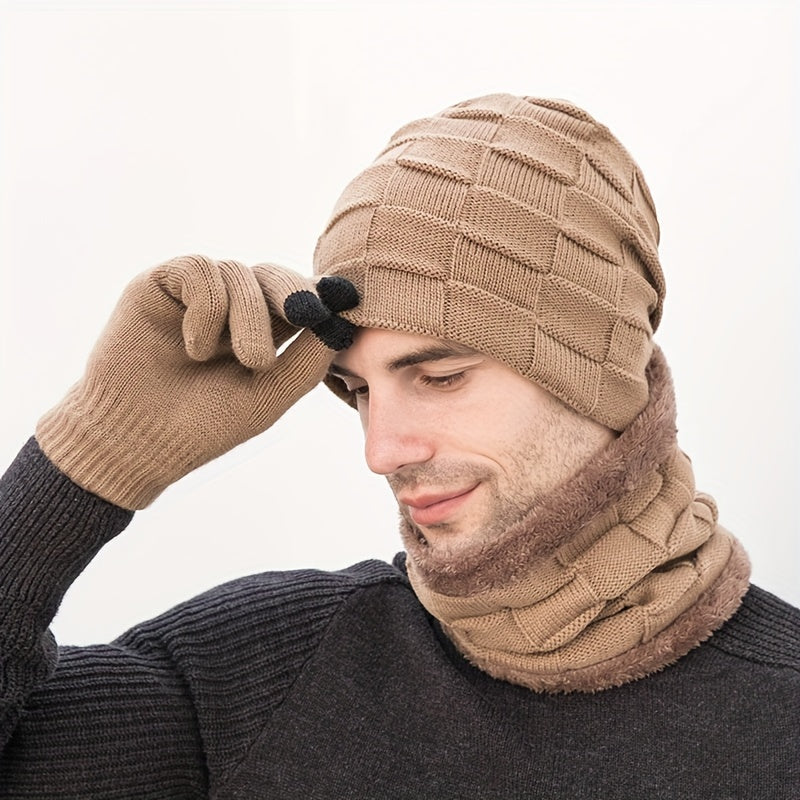 Winter Plus Velvet 3-Piece Set: Hat, Neck Gaiter, Gloves