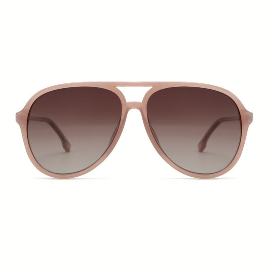 VIVIENFANG Polarized Aviator Sunglasses for Women Retro Milky Pink