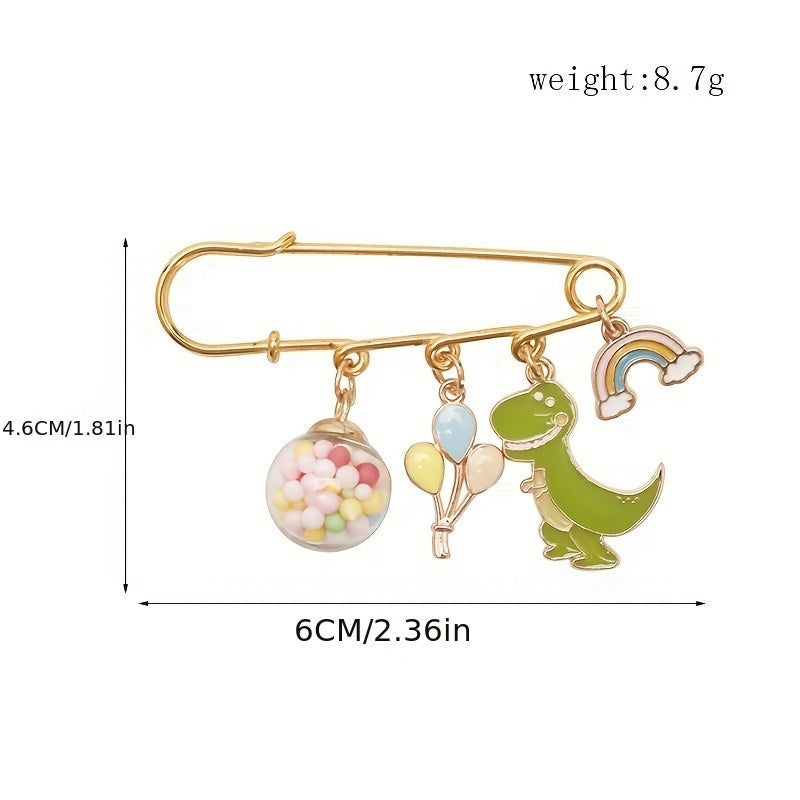 Dino Balloon Rainbow Bridge Brooch Cartoon Pin Anti-light Buckle