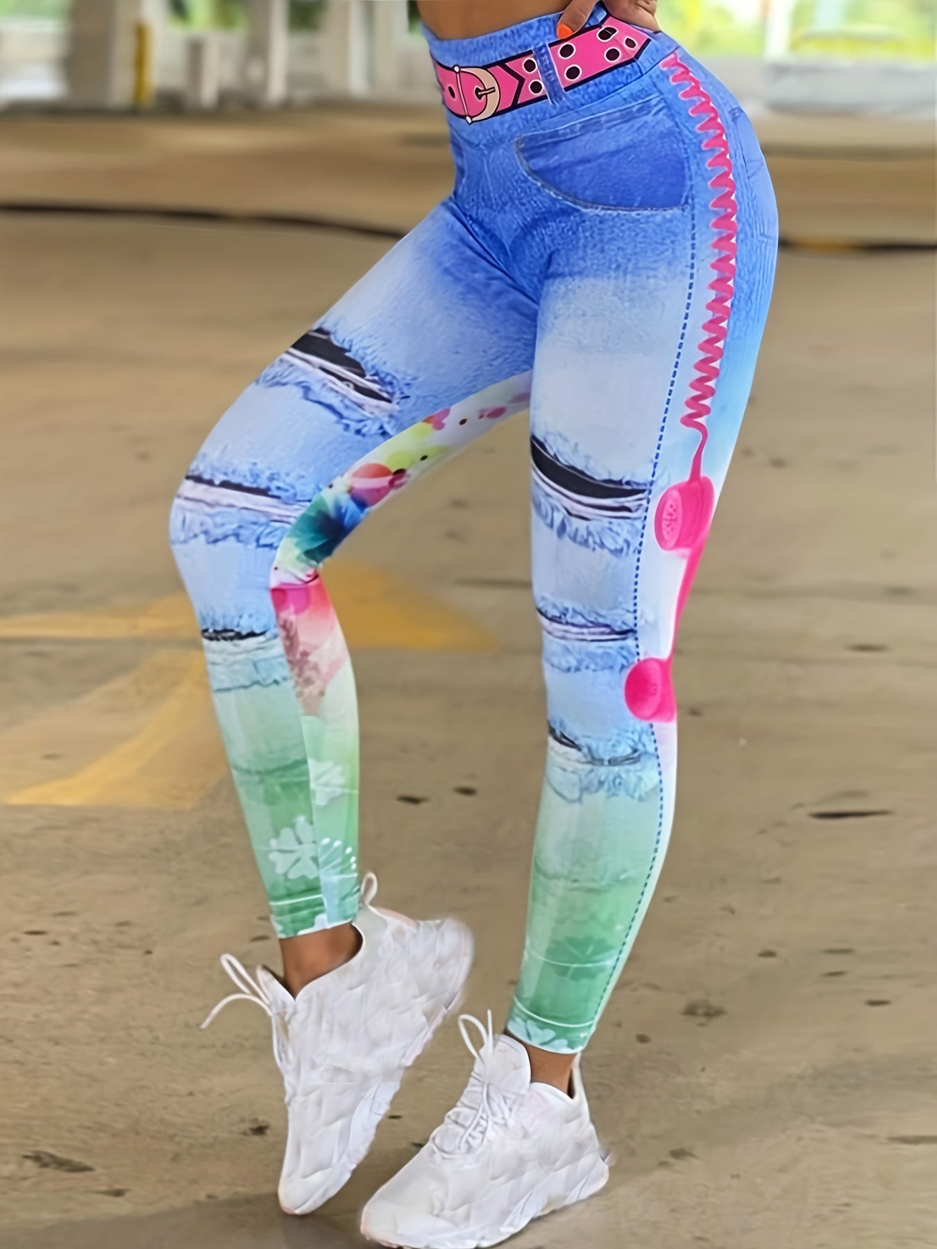 Floral Print Slim Leggings High Waist Summer Leggings