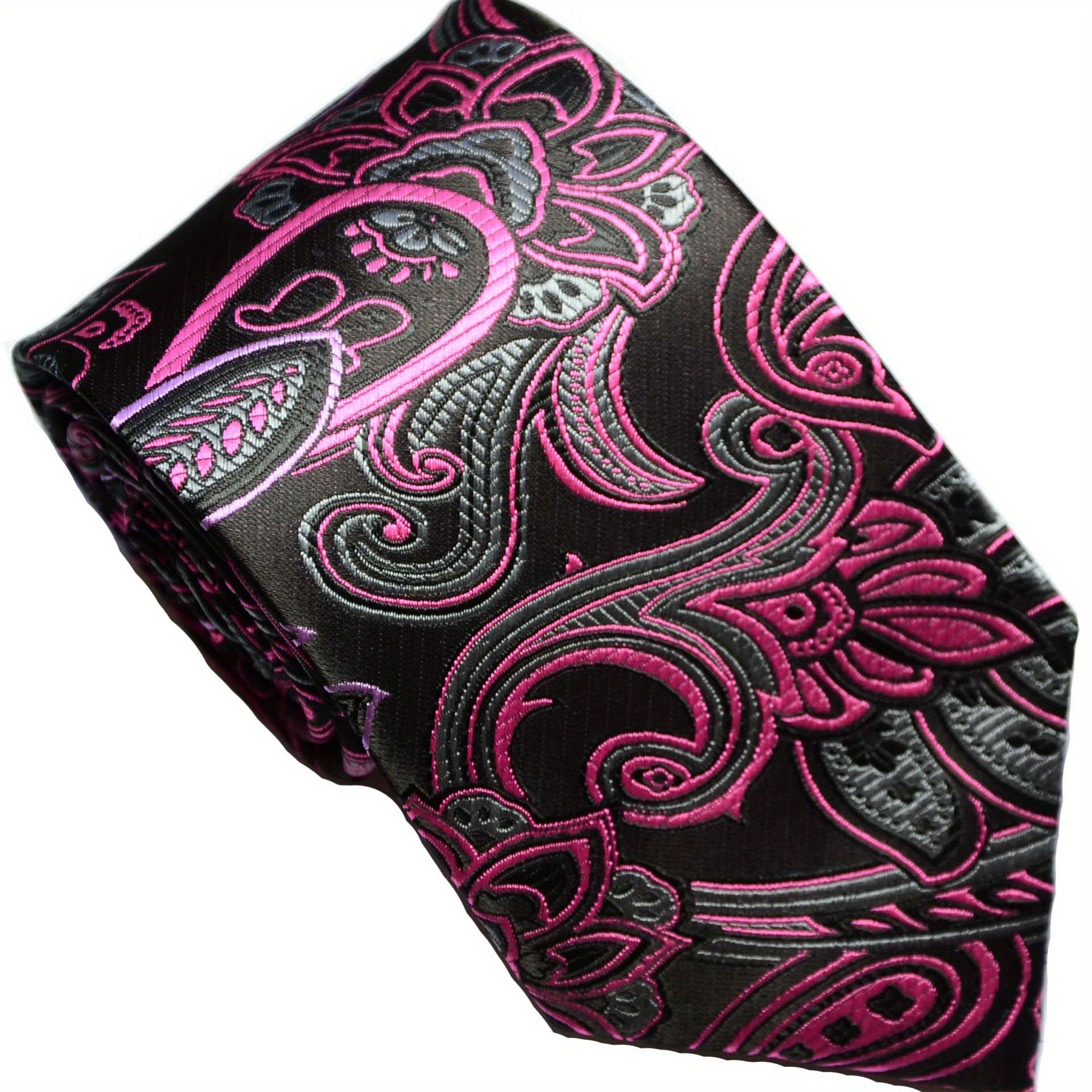 Men's Striped Floral Jacquard Necktie Business Wedding Party Great Gift