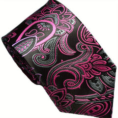 Men's Striped Floral Jacquard Necktie Business Wedding Party Great Gift