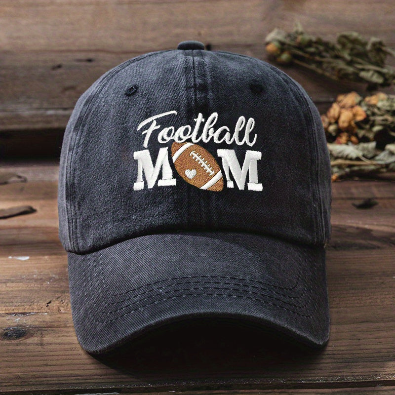 FOOTBALL MOM Embroidery Baseball Cap Distressed Dad Hat for Women