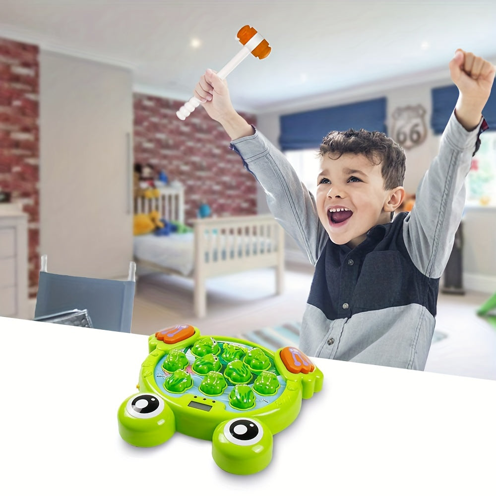 Whack a Frog Game with 2 Hammers Perfect Birthday Gift Green PP Material