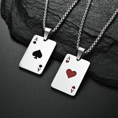 Hip Hop Ace Poker Spades Pendant Chain Necklace
