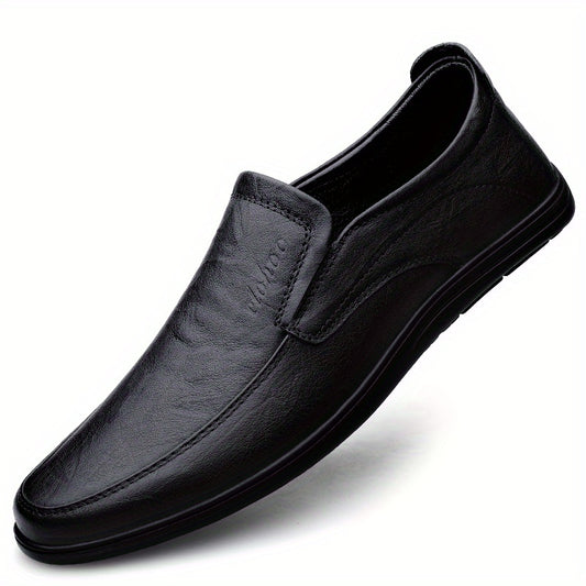 Men's Embossed Letter Loafer Shoes Non-slip Slip On Dress Shoes
