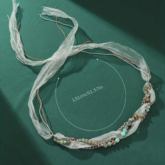 Boho Beaded Headband Lace Ponytail Holder Hair Tie