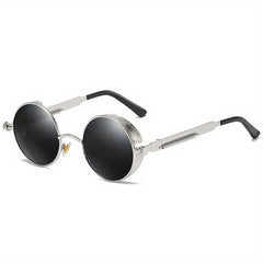 Retro Steampunk Style Sunglasses Round Metal Polarized Eyewear