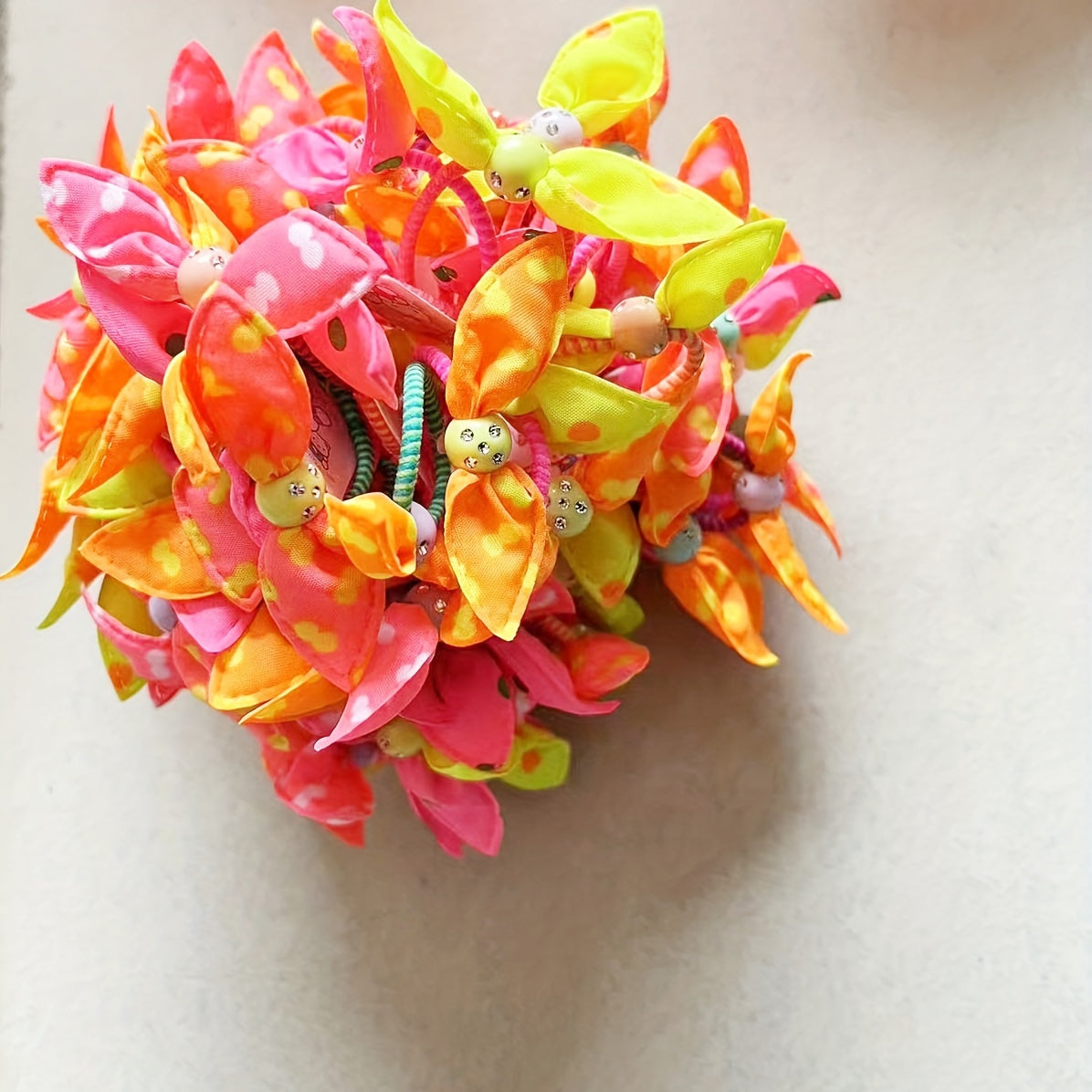 100pc Colourful Rabbit Ear Hair Bands Elastic Mixed Print Bowknot Hair Ropes