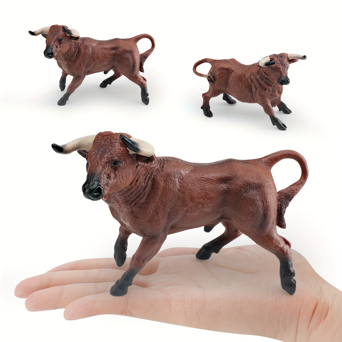Realistic Spanish Bull Figurines PVC Static Desktop Toy Animal Model