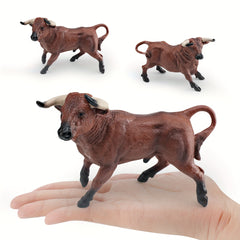 Realistic Spanish Bull Figurines PVC Static Desktop Toy Animal Model