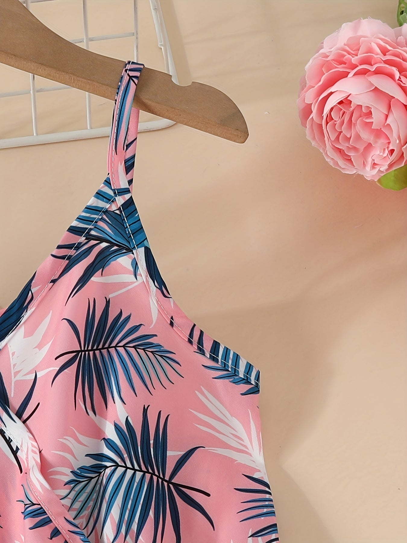 Toddler Girls Tropical Leaves Cami Rompers Jumpsuits - Kids Summer Clothes