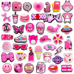 43 Pink Shoe Charms For Bubble Slides Sandals, Christmas Shoe Decorations
