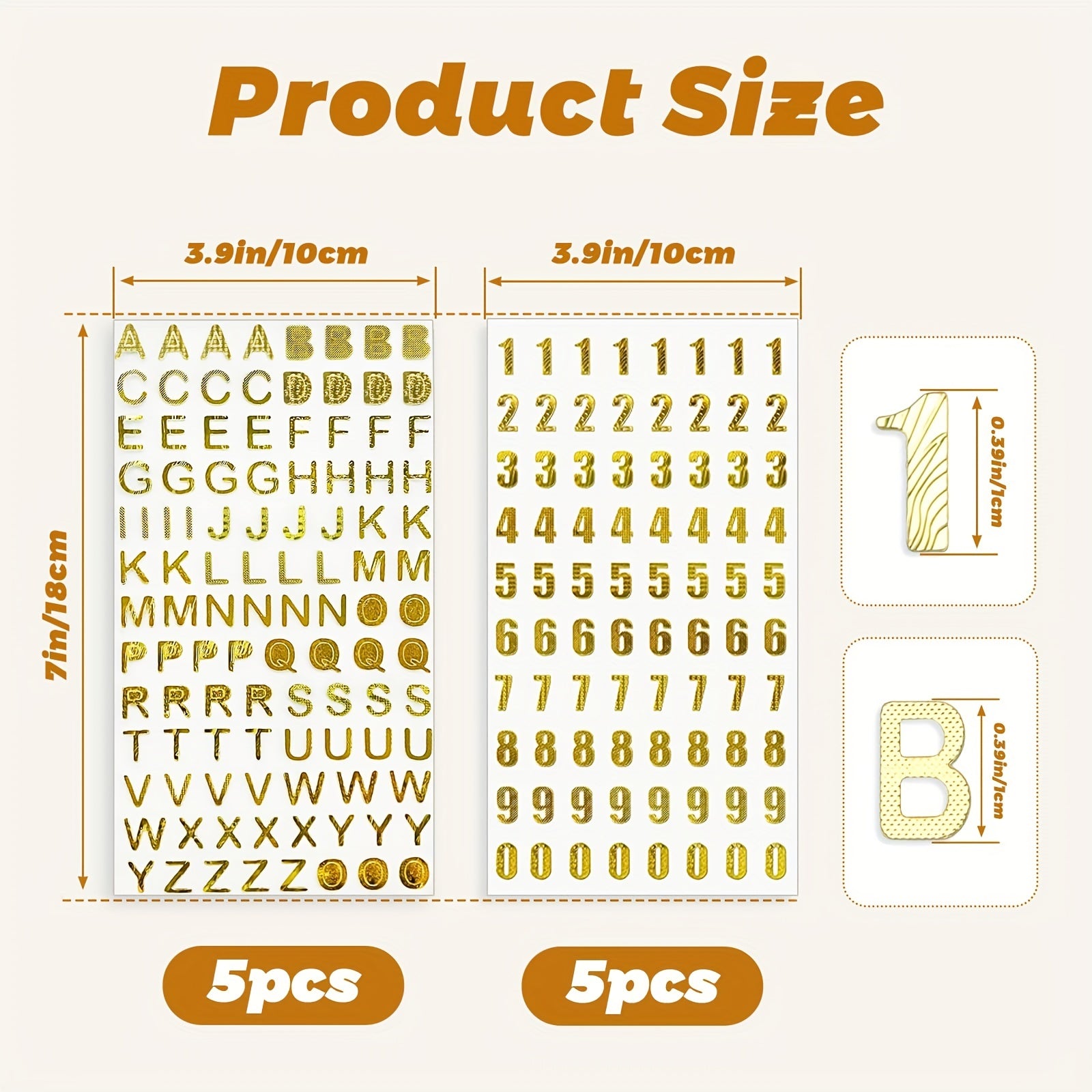 Golden Glitter Letter Number Stickers Self Adhesive DIY Craft