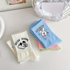 5 Pairs Letter Print Socks Women's Stockings & Hosiery