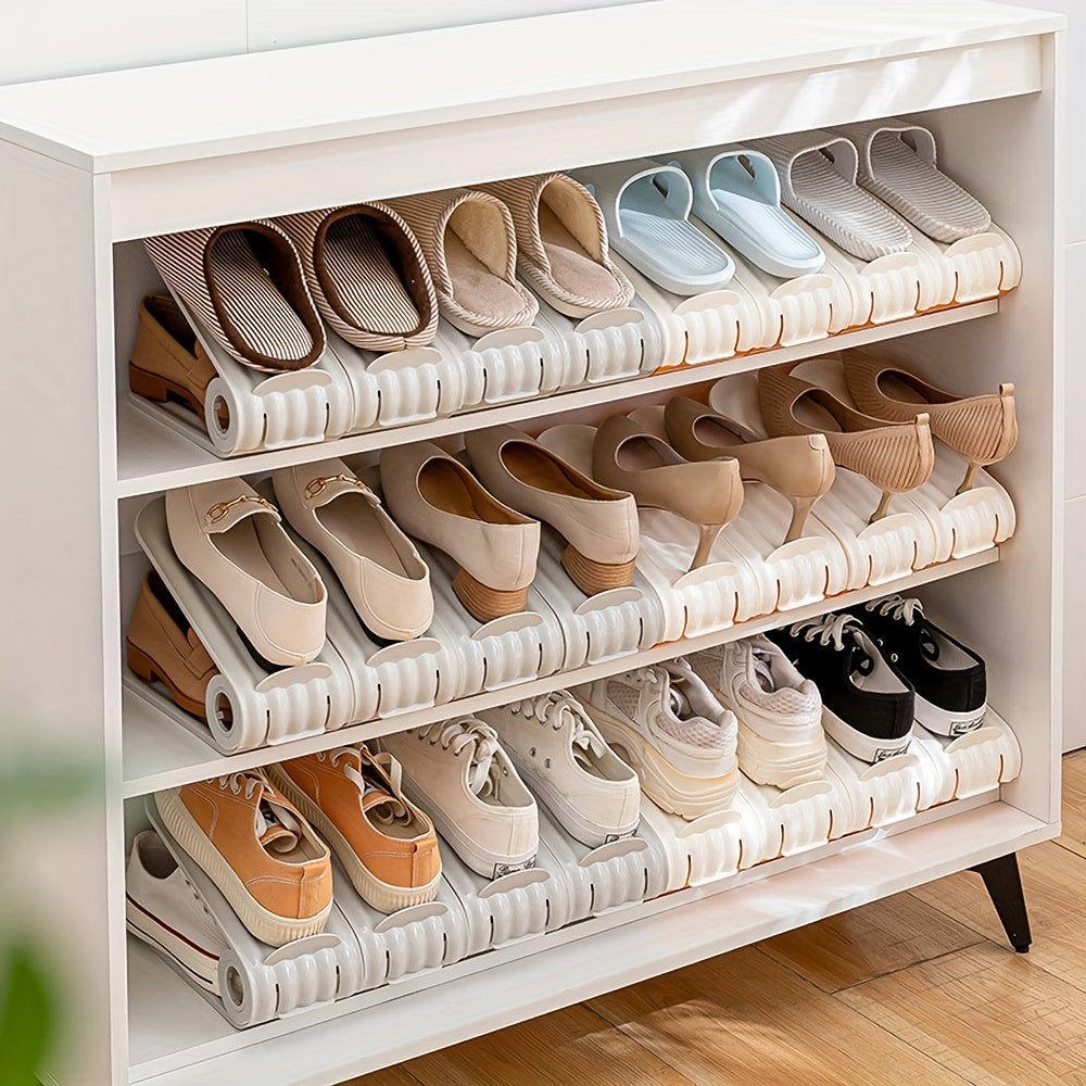 Adjustable Shoe Slot Organizer Plastic Shoe Rack Double Layer