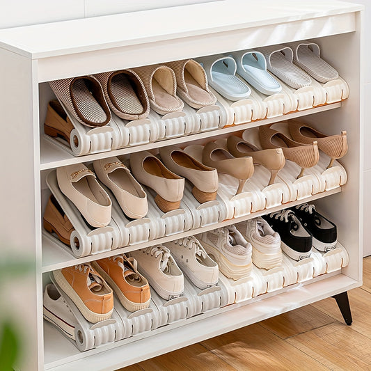 Adjustable Shoe Slot Organizer Plastic Shoe Rack Double Layer