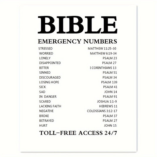 Vintage Faith Bible Emergency Number Poster Inspirational Art Print