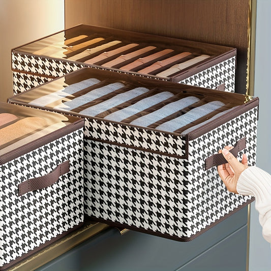 Houndstooth Storage Box Lightweight Dustproof Organizer