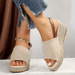 Women's Peep Toe Wedge Espadrille Sandals
