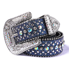 Rhinestone Belt Western Cowgirl Crystal Studded Strap Men Women