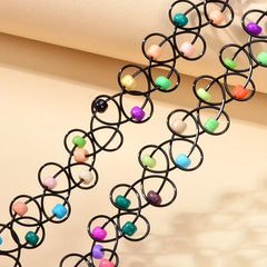 Colorful Rice Beads Elastic Necklace Choker Personality Neck Chain