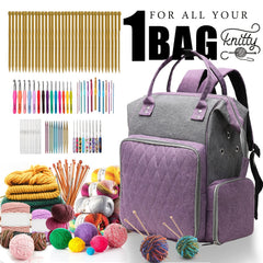 Knitting Bag Backpack Yarn Storage Organizer Tote Bag Holder Case