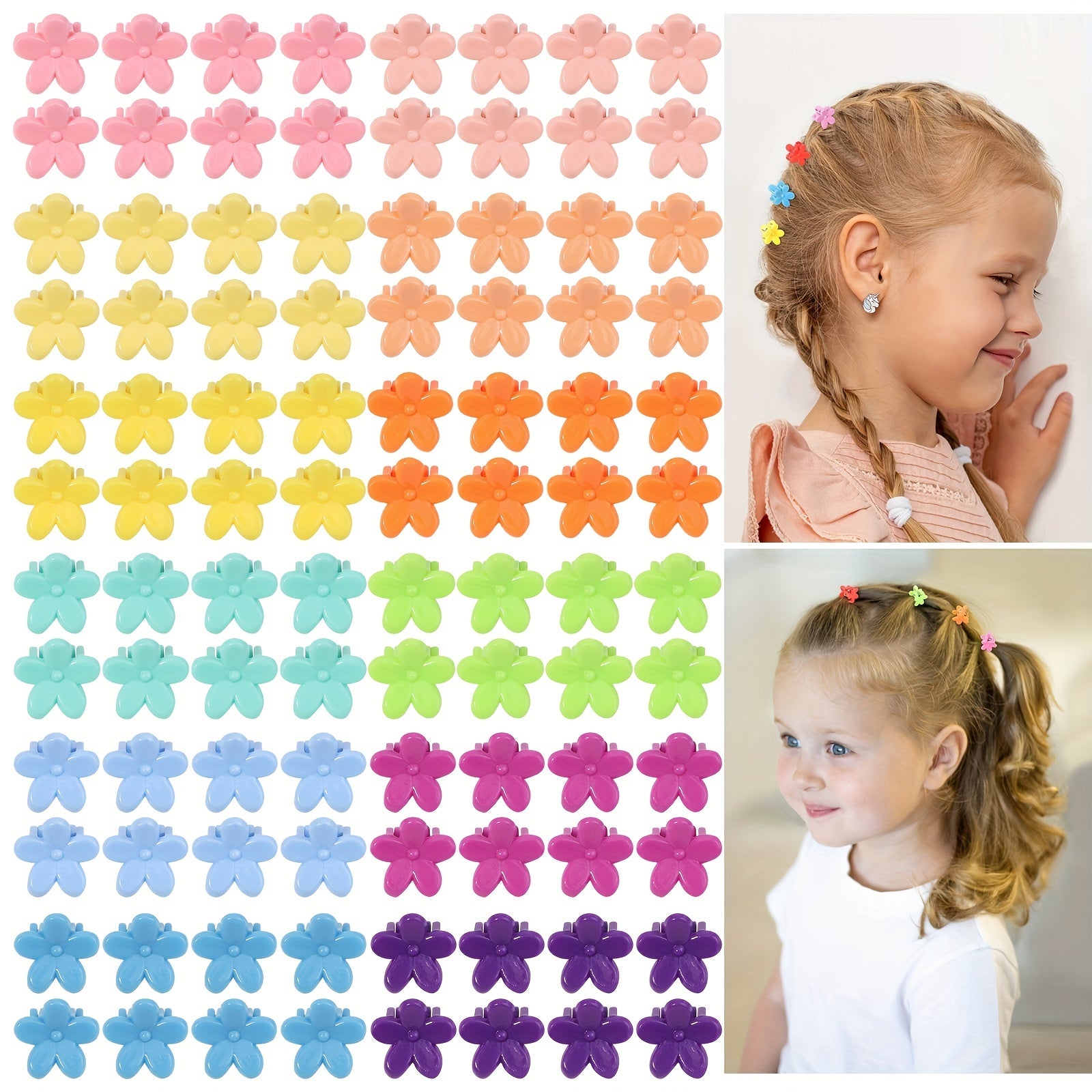 50pcs Mini Flowers Hair Clip Set for Baby Girls