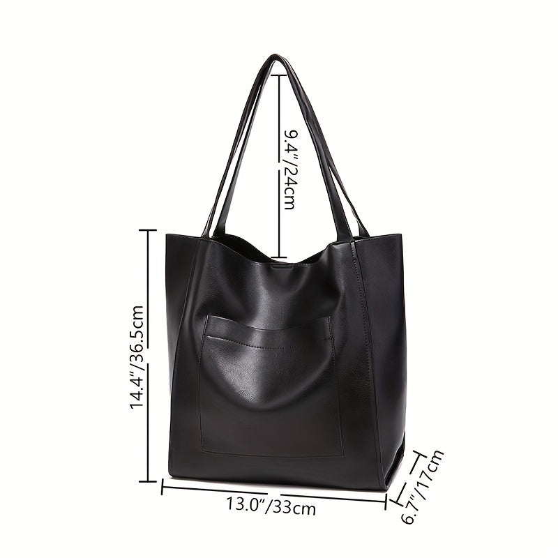 Vintage Faux Leather Tote Bag Classic Style Large Handbag for Women