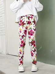 Kid Girl Butterfly Print Silk Leggings for Summer