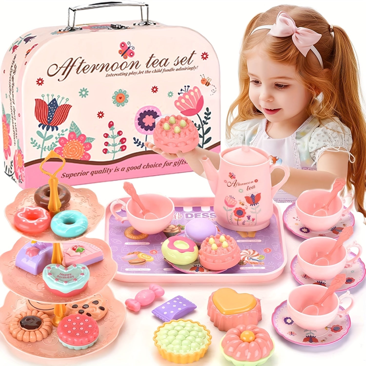 Kids Afternoon Tea Set Cake Cutter Princess Toy ABS Material