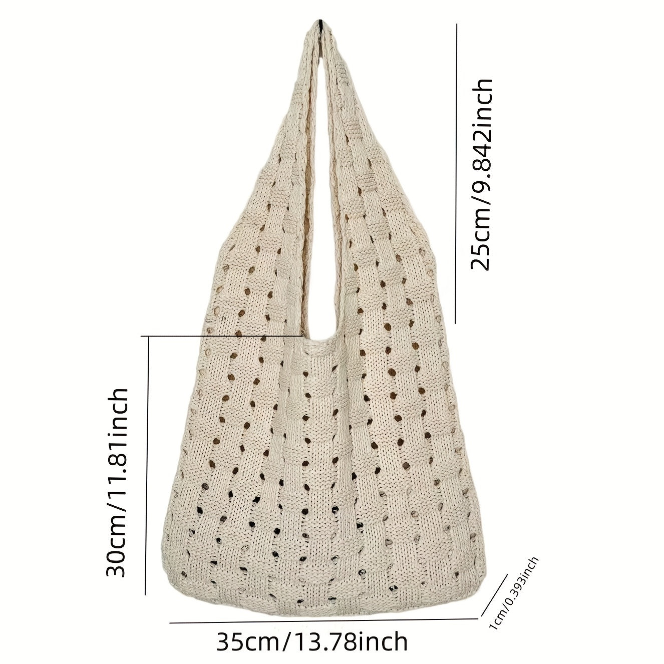 Solid Knitted Shoulder Bag Portable Shopping Bag