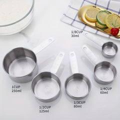 5pcs Stackable Stainless Steel Measuring Cups Kitchen Gadgets