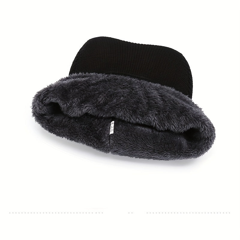 Winter Fleece Knitted Beanie & Windproof Neck Protector