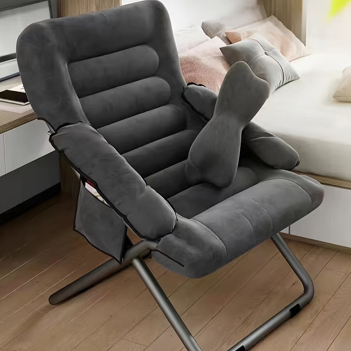Lazy Small Sofa Computer Chair Folding Stool with Back